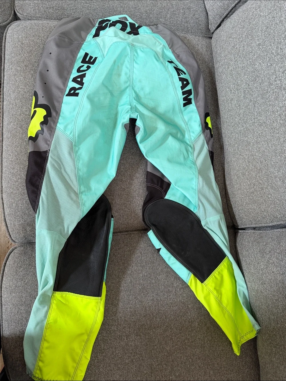 Fox women’s  Neon Yellow & Teal Motocross Pants - Picture 2 of 3